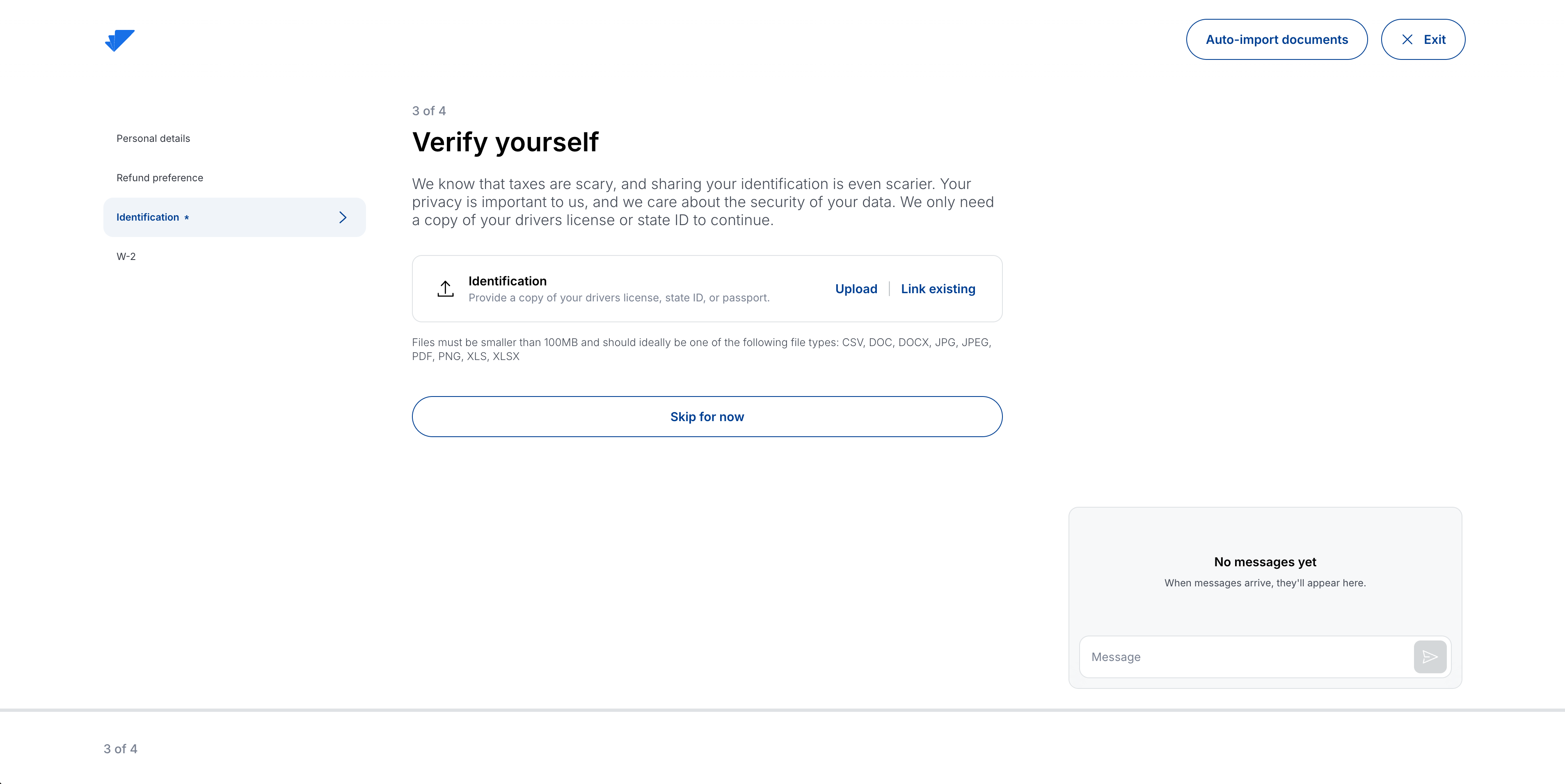 Upload identification or link an existing document