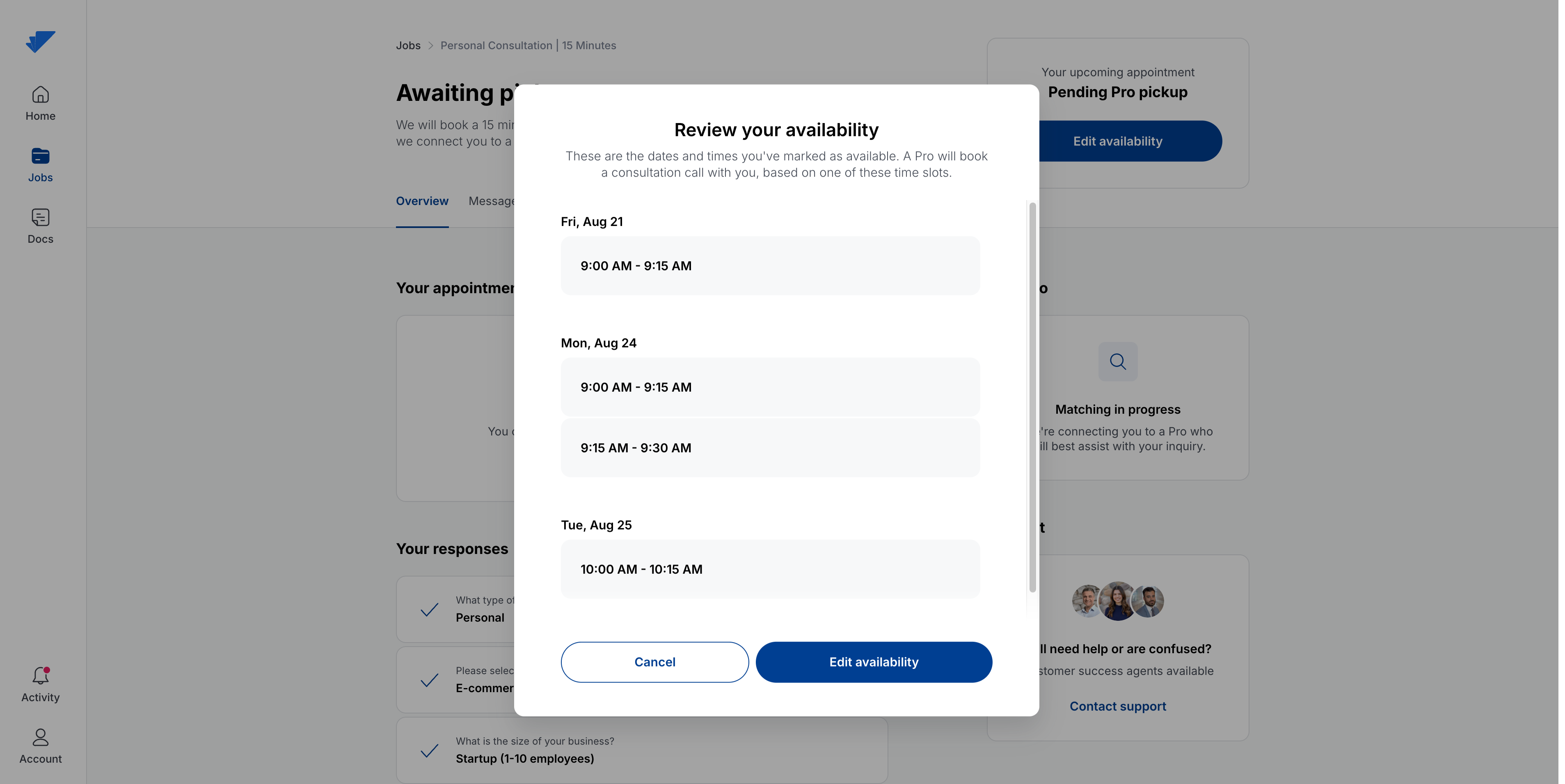 Review and edit consultation availability