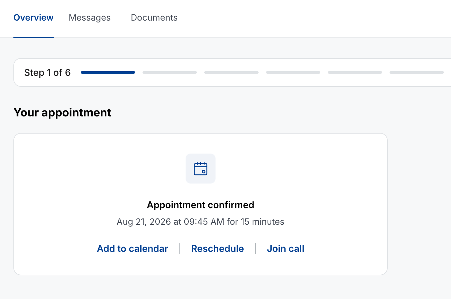Confirmed appointment on a tax job