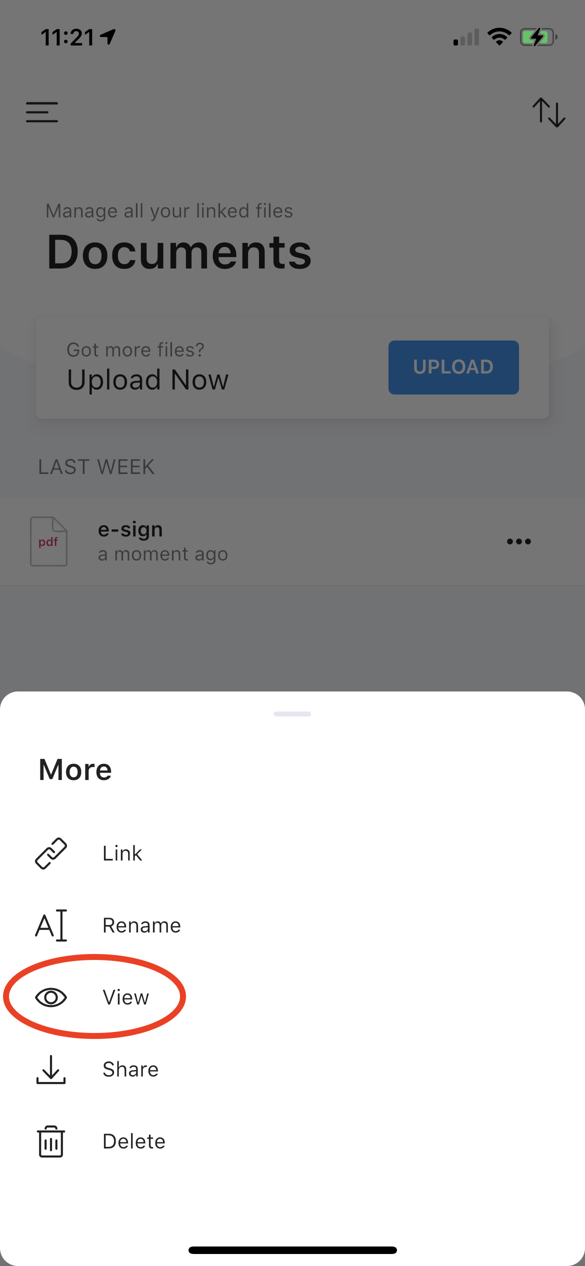 Open the document menu and select View