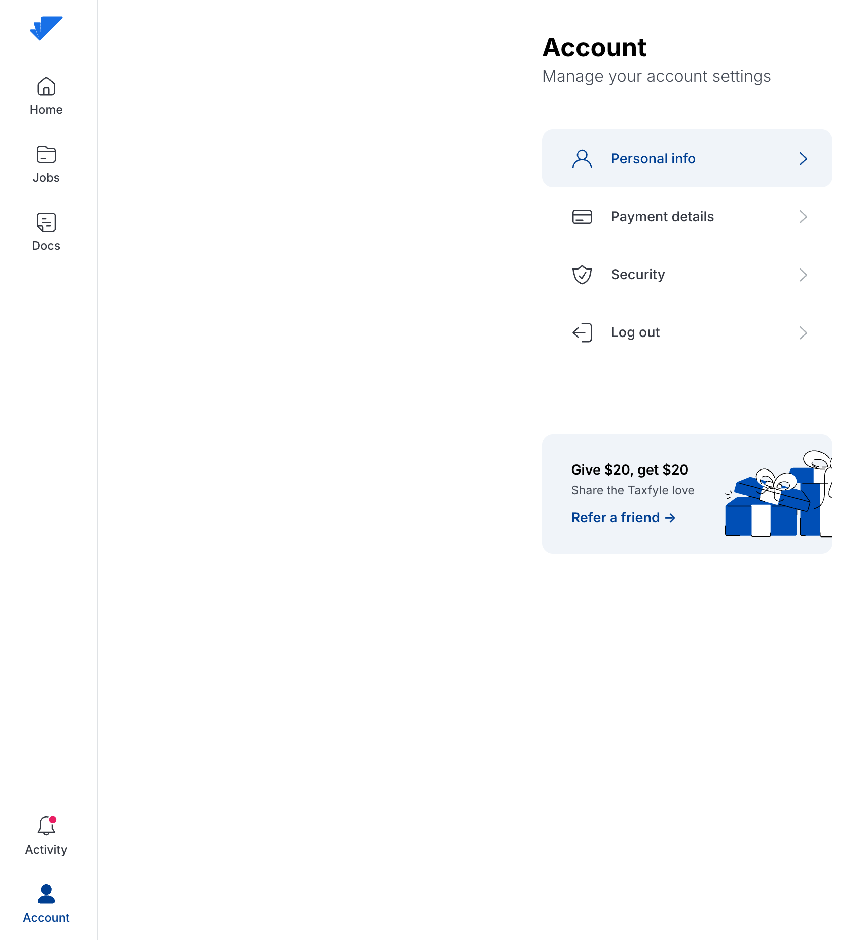 Log out option in desktop account settings
